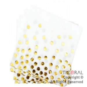 SERVILLETA DE PAPEL BLANCA LUNARES DORADOS x 12 UNIDADES